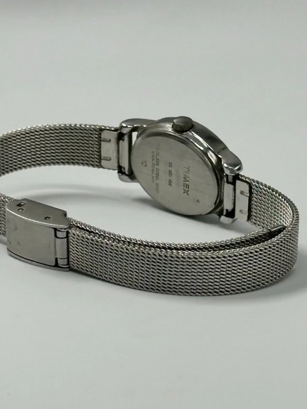 3/$30 Timex Watch Women Silver Tone Oval Dial 18MM Mesh Band New Battery